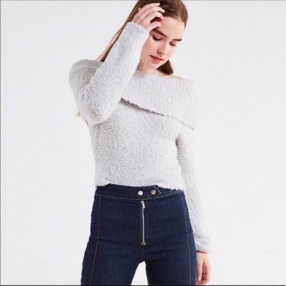 Urban Outfitters gray off shoulder sweater - Picture 2 of 4